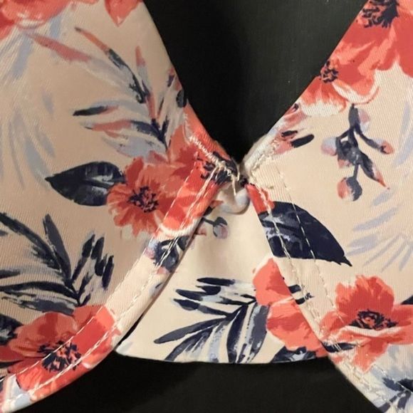 NWOT 38DD Nautica cream pink black blue floral print laser cut bra intimates - Picture 2 of 10